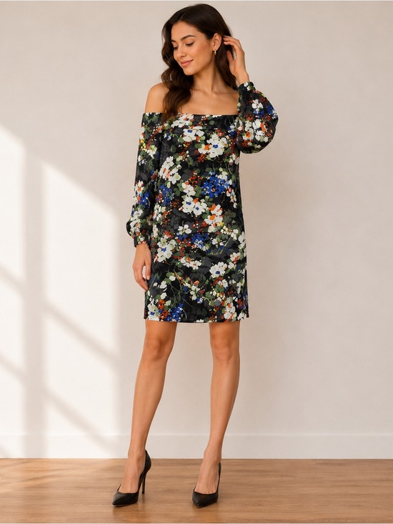 Banana Republic Dresses & Skirts - Banana Republic Black Floral Off Shoulder Dress Women’s Medium Tall NWT